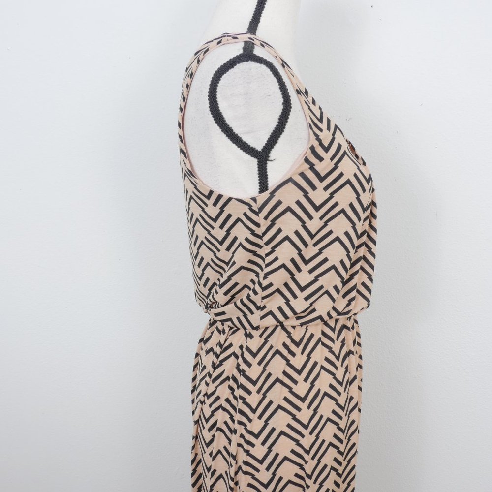 Three Pink Hearts Tan Black Tribal Boho Print Sleeveless Size Small Maxi Dress - Picture 9 of 11